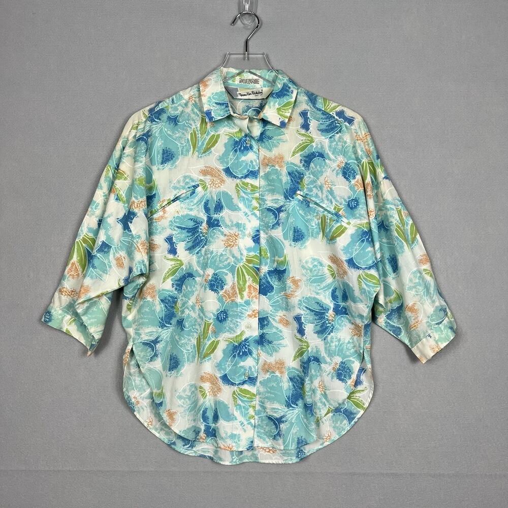 Vintage Dianne Von Furstenberg Hawaiian Shirt Size 8 Multicolor Floral